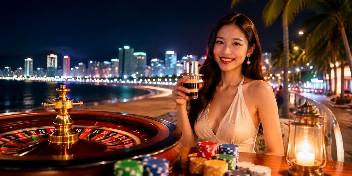 Người chơi tại Nha Trang uống cà phê và tham gia roulette trực tuyến trong không gian VIP